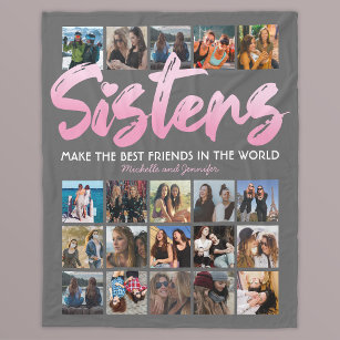 Sisters 20 Photo Collage Fleece Blanket