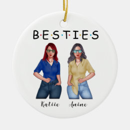 Sisters are best friends for life - Personalized Ceramic Ornament