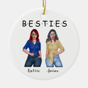 Sisters are best friends for life - Personalized Ceramic Ornament