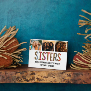 Sisters Are Different Flowers Custom Photo & Names Plaque