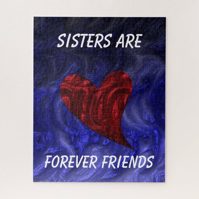 Sisters Are Forever Friends Painted Heart Sibling Jigsaw Puzzle (Vertical)