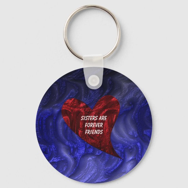 Sisters Are Forever Friends Painted Heart Sibling Keychain (Front)