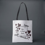 Sisters are Forever Friends Red Hearts Sibling Tote Bag<br><div class="desc">Give your sister a gift that expresses your love with a tote bag adorned with deep red hearts and a special message. The front of this tote features painted dark red hearts in a variety of sizes. "Sisters are Forever Friends" appears inside a double framed rectangle. Your name as well...</div>