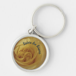 Sisters are Forever Yellow Rose Photo Flower Keychain