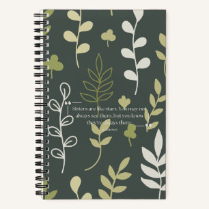 Sisters Are Like Stars Floral Green Monogram Notebook