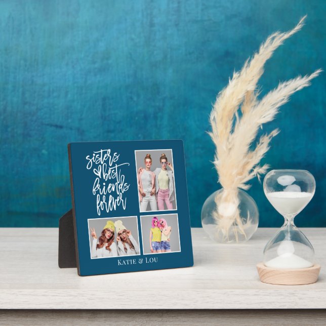 Sisters Best Friends Forever 3 Photo Turquoise Plaque (Insitu)