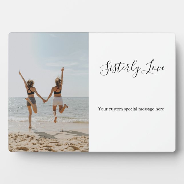 Sisters Best Friends Photo Gift Elegant Script  Plaque (Front)