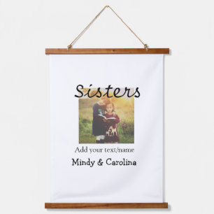 Sisters besties BFF add photo name title family te Hanging Tapestry