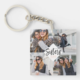 Sisters BFF   Best Friends Forever Photo Collage Keychain
