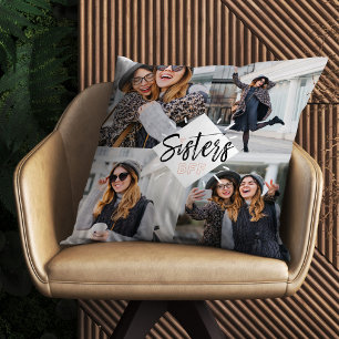 Sisters BFF Best Friends Forever Photo Collage Throw Pillow