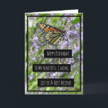 Sister's Birthday Card, Pretty Purple Flowers Card<br><div class="desc">Pretty Monarch Butterfly on Lavender flowers,  nature photography sister's quote,  birthday card.</div>