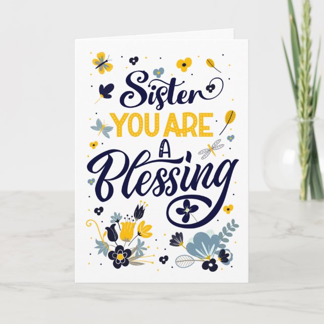 Sister's Birthday You are a Blessing Botanical Card (Front)