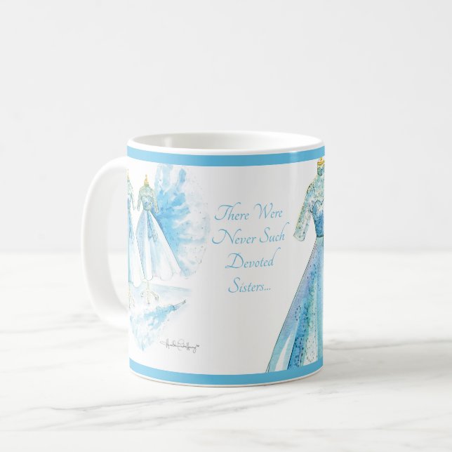 Sisters Blue Dress Mug by Heather French Henry (Front Left)