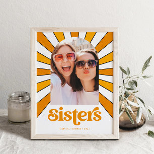Sisters   Boho Retro Sun and Photo Poster