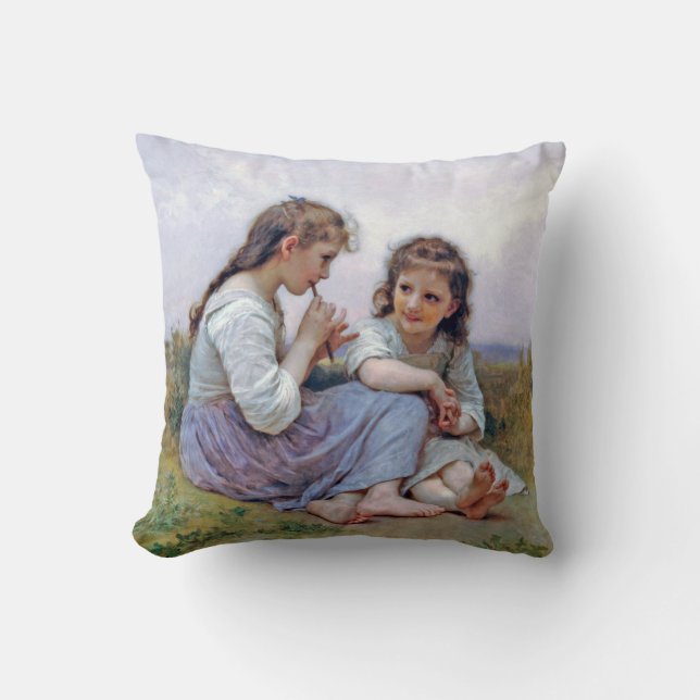 Sisters, Bouguereau Throw Pillow (Front)