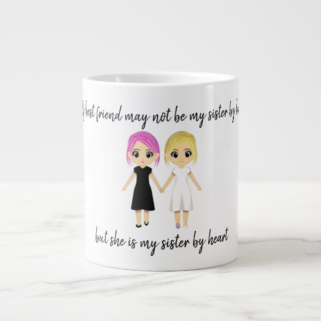 Sisters by Heart Large Coffee Mug (Front)