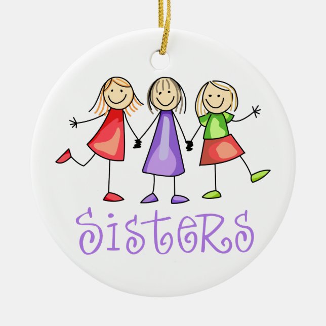 Sisters Ceramic Ornament (Front)