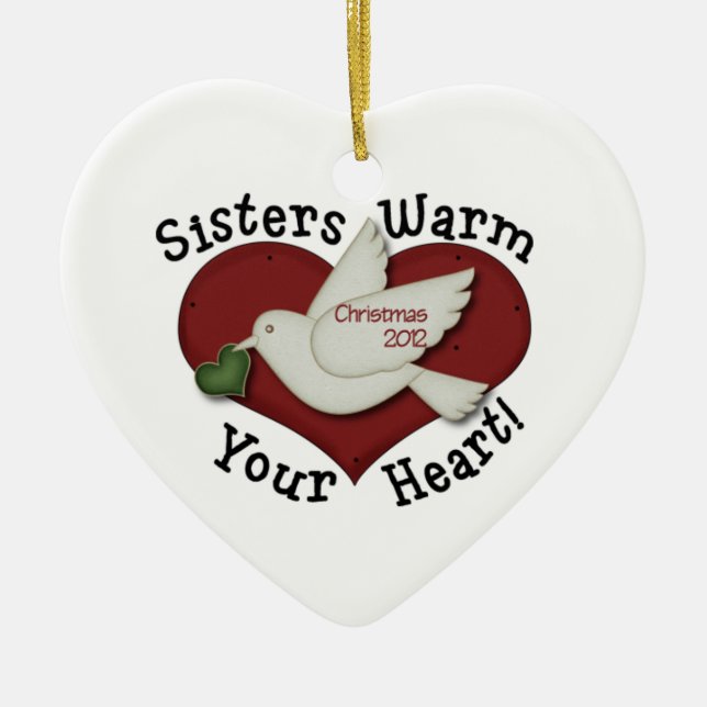 Sisters Christmas Dove 2012 Ceramic Ornament (Front)