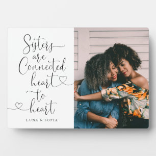 Sisters Connected Heart to Heart   Sister Photo Plaque