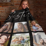 Sisters Customized Photo Collage Fleece Blanket<br><div class="desc">Are you looking for the perfect gift for your thoughtful sister? Look no further than this vibrant and modern custom photo collage blanket! Featuring six of your favourite photographs, plus the word “sisters” in a beautiful script font, this blanket can be personalized with both your names. Ideal for any special...</div>