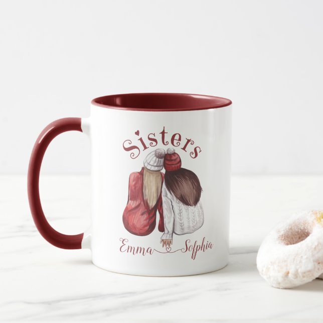 Sisters Cute Matching Siblings Mug (With Donut)