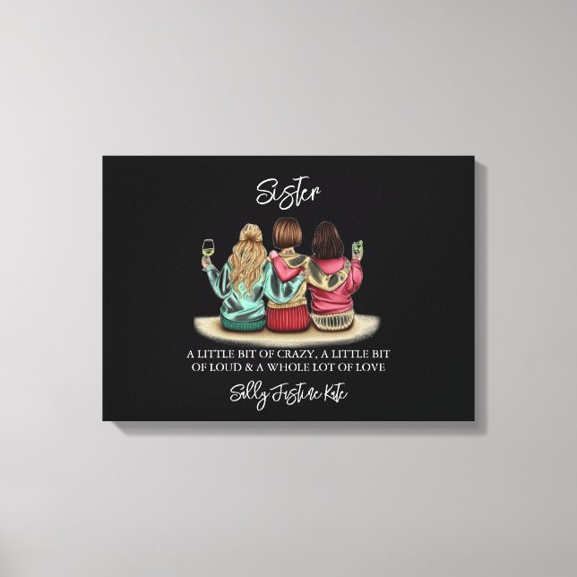 Sisters Day Custom Names Plaque – Personalized Gif Canvas Print (Front)