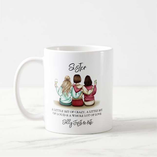 Sisters Day Custom Names Plaque – Personalized Gif Coffee Mug (Left)