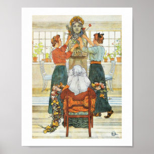 Sisters Decorating for Holiday Poster