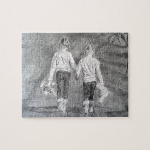 Sisters Drawing by Kate Marr Puzzle