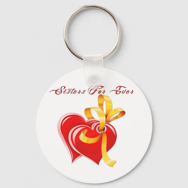Sisters For Ever Hearts Keychain (Front)
