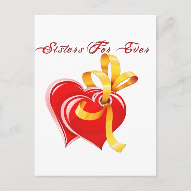Sisters For Ever Hearts Postcard (Front)