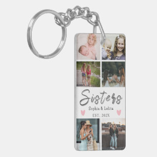 Sisters Forever – Custom 6 Photo Collage Keychain