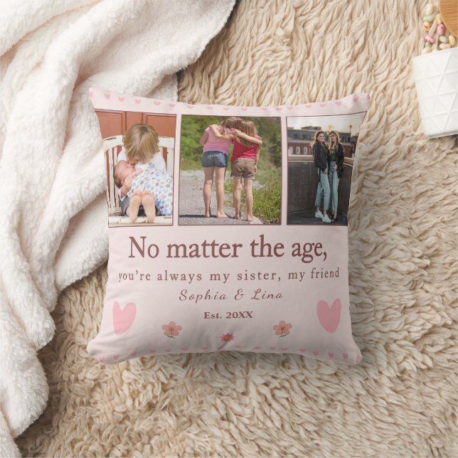 Sisters Forever – Custom Photo  personalized   Throw Pillow (Blanket)
