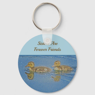 Sisters Forever Friends Ducklings Mosaic Sibling Keychain