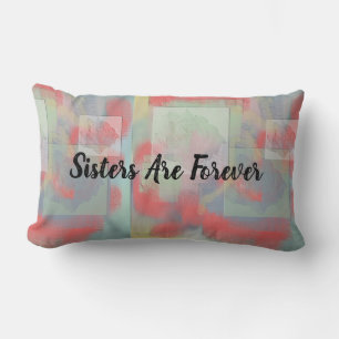 Sisters Forever Pastel Rose Abstract Sibling Lumbar Pillow