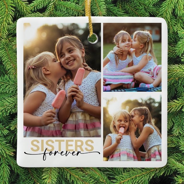 Sisters Forever Photo Keepsake Ceramic Ornament (Creator Uploaded)