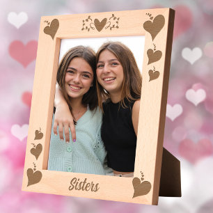 Sisters Gift Custom Text Laser Etched Picture