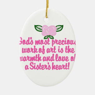 Sisters Heart Ceramic Ornament
