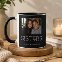 Sisters Heart Typography Black Photo