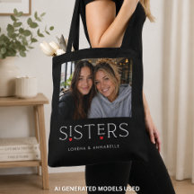 Sisters Heart Typography Black Photo