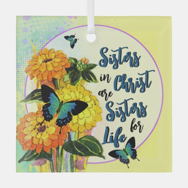 Sisters in Christ Glass Ornament (Front)