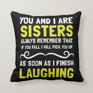 Sisters Laughing Throw Pillow