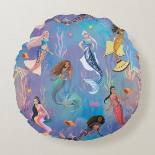 Sisters of the Sea Ocean Pattern Round Pillow