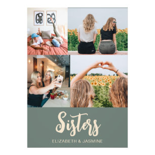 Sisters Photo Collage Gift Custom  Print