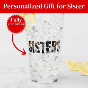 Sisters Photo Collage Glass Cup Gift
