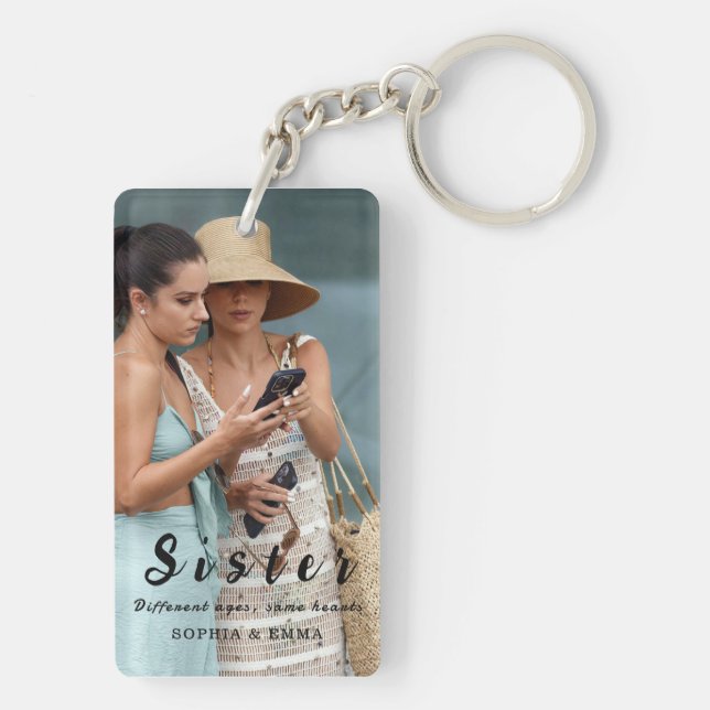 Sisters Photo Collage Keychain – Same Hearts (Dos)