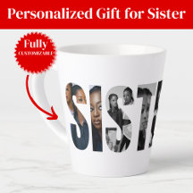 Sisters Photo Collage Latte Mug Gift