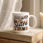 SISTERS, Photo Collage & Names Sibling Coffee Mug<br><div class="desc">Surprise your sister with a special token of your love and appreciation - our stylish 'Sisters' photo collage mug. This thoughtful gift features 12 customizable square photos that can be effortlessly downloaded from your phone or computer. The eye-catching design boasts the word 'SISTERS' in bold, modern lettering against a white...</div>