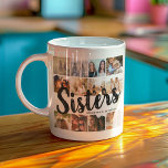 SISTERS, Photo Collage & Names Sibling Coffee Mug<br><div class="desc">Let your sister know how much they mean to you with this trendy 'Sisters' photo collage mug. Featuring 12 square photographs of your choice, which are easily downloaded from your phone or computer, the text 'SISTERS' in big modern lettering on a white background that can be changed to any colour...</div>