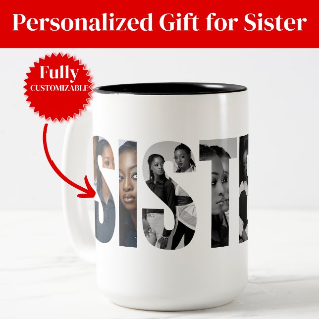 Sisters Photo Collage Two-Tone Mug Gift (Sisters Photo Collage Two-Tone Mug Gift)